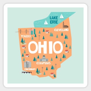 Ohio Illustrated Map Sticker